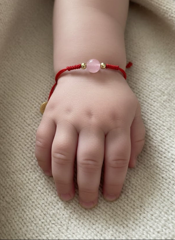 Liohr Adjustable Red String Bracelet With Gem Stone