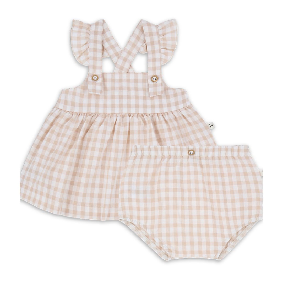 1+ in the family Rhodes Dress and Bloomer Set Soft Cotton Baby Outfit