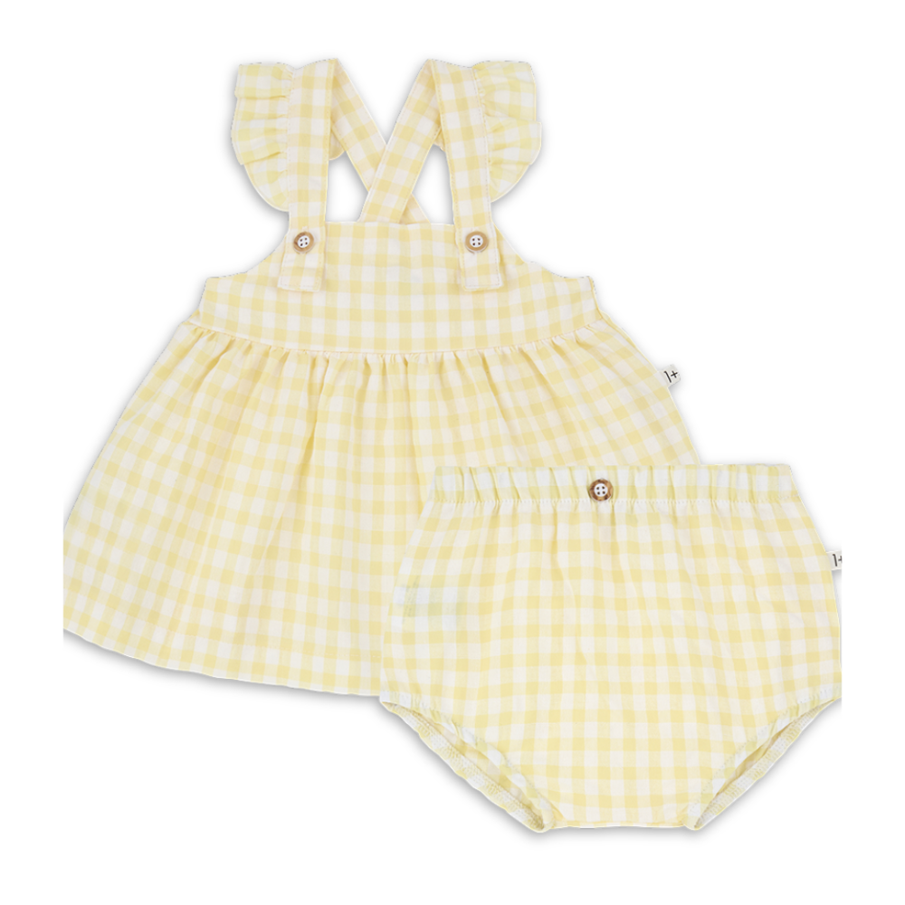 1+ in the family Rhodes Dress and Bloomer Set Soft Cotton Baby Outfit