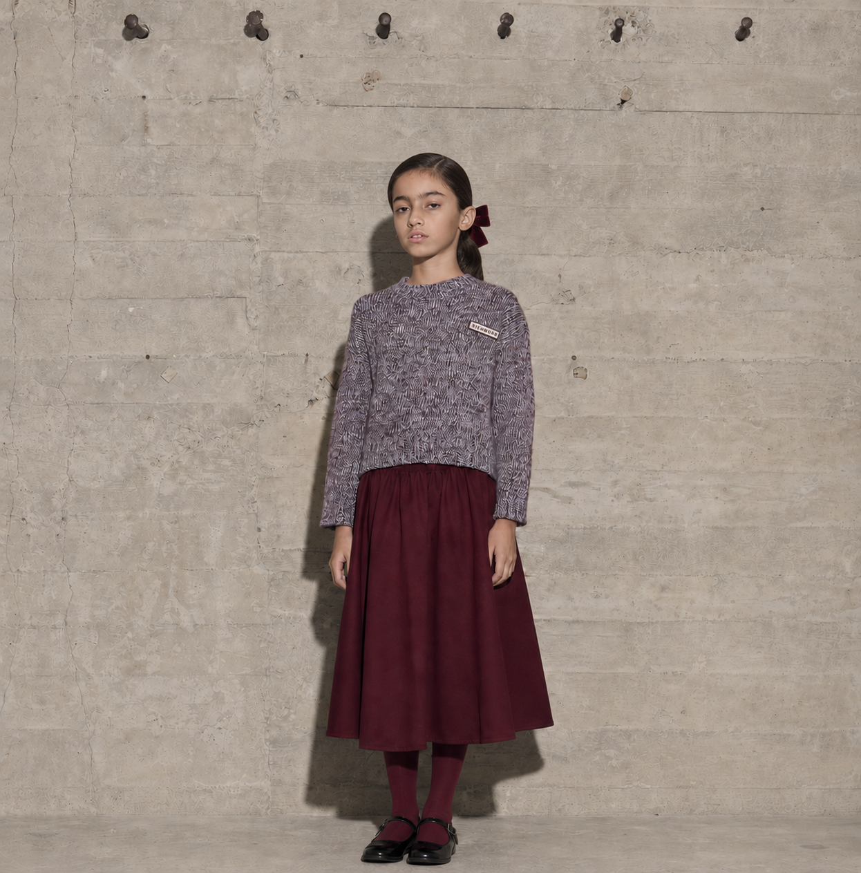 John Richmond - Burgundy & White Marled Knit Logo Sweater
