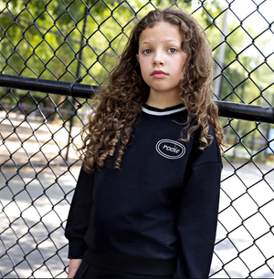 Rooie and Friends Silver Trim Sweatshirt | Black & Silver