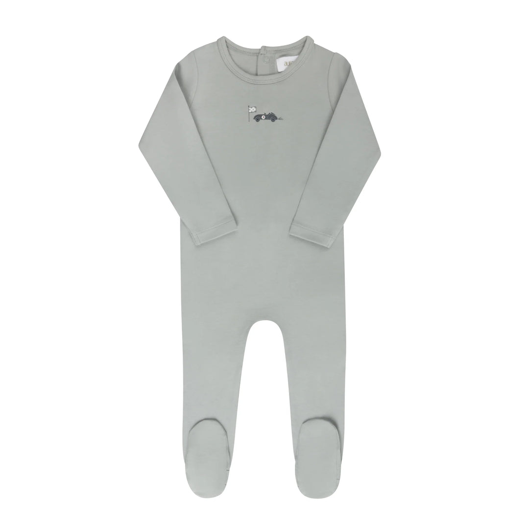 Ely's & Co Race Car Collection Footie Soft Cotton Baby Footed Onesie Race Car Print Design