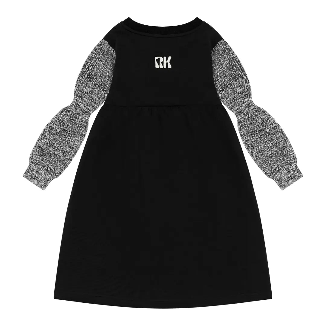 Retro Kid Girls Nora Knit Black Twirl Dress Boutique Designer Modern Playwear and Occasion Dress