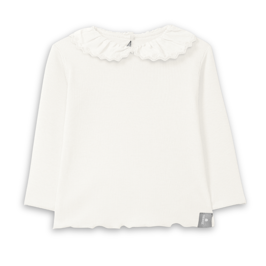 Snug Ribbed Long Sleeve Top Soft Cotton Kids Shirt Ribbed Knit Design