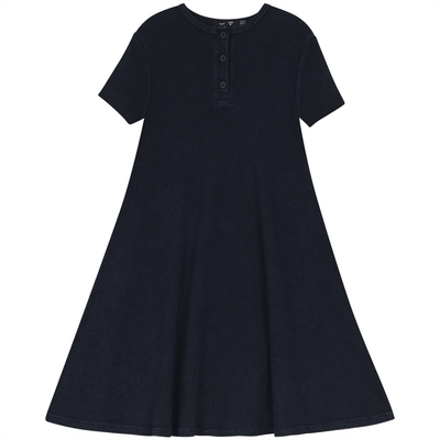 Peek a boo Denim Wash Henley Dress