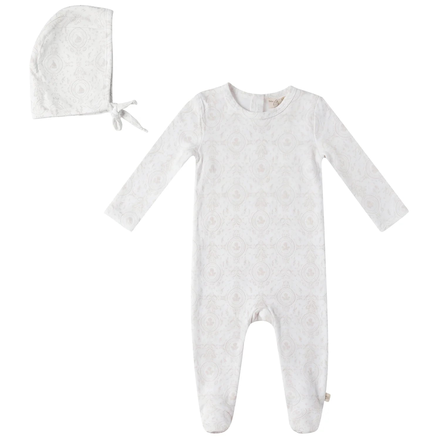 Bebe Bella - Baby Modal All Over Print Footie and Bonnet (White/Primrose)