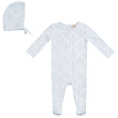 Bebe Bella - Baby Modal All Over Print Footie and Bonnet (White/Sky)