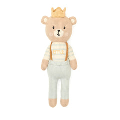 Tuntun - Arthur The Bear With Crown 11" Natural & Light Blue