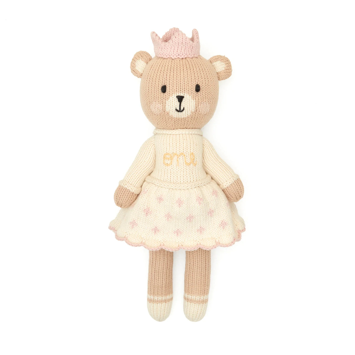 Tuntun - Emma The Bear With Crown 11" Pink & Natural