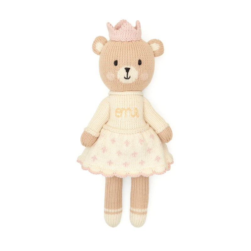 Tuntun - Emma The Bear With Crown 11" Pink & Natural