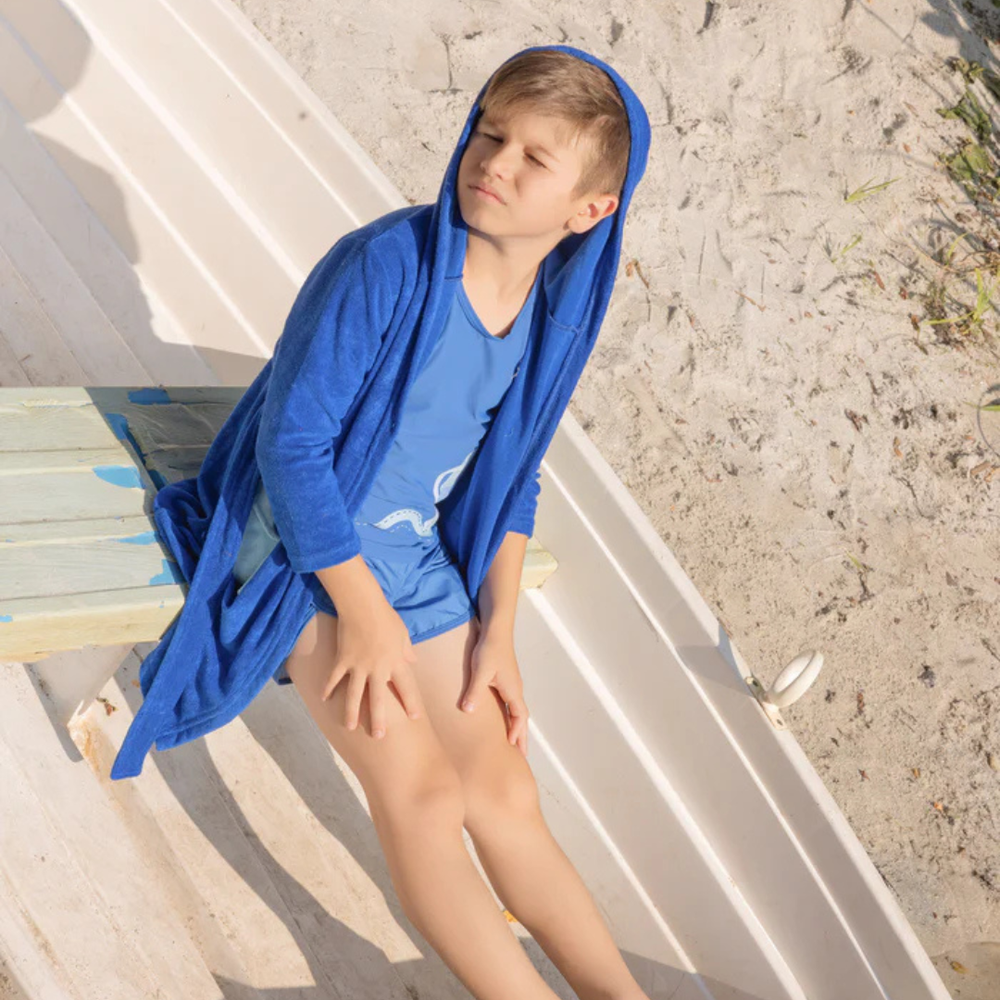 Miss Mini Scalloped Swim Cover Up Boy Soft Cotton Kids Swim Cover Up Scalloped Edge Design
