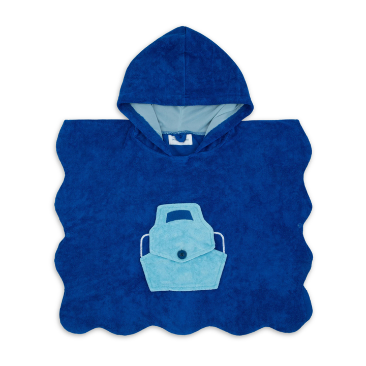 Miss Mini Scalloped Swim Poncho Boy Soft Cotton Kids Swim Cover Up Scalloped Edge Design