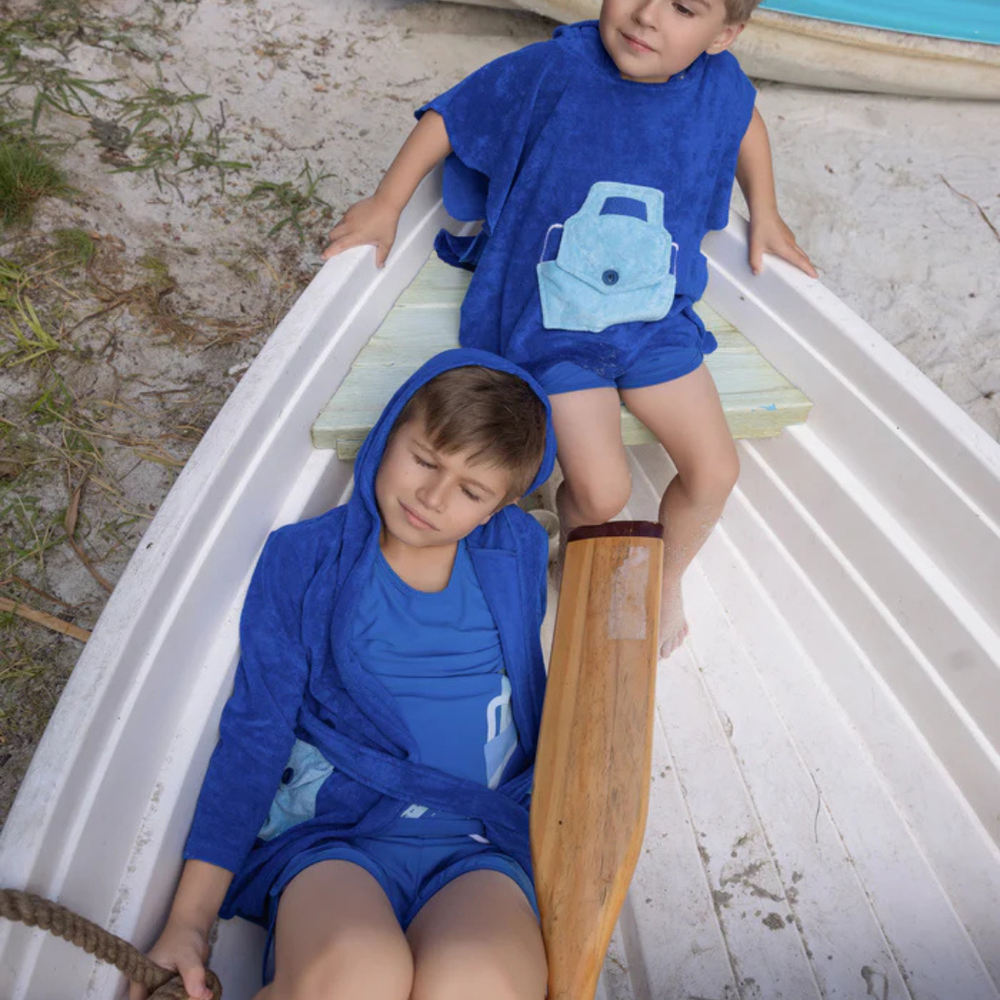 Miss Mini Scalloped Swim Poncho Boy Soft Cotton Kids Swim Cover Up Scalloped Edge Design
