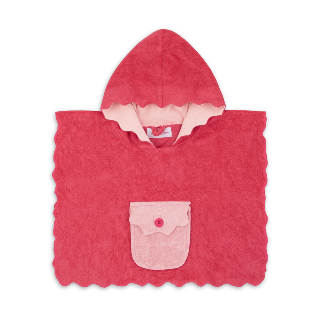 Miss Mini Scalloped Swim Poncho Girl Soft Cotton Kids Swim Cover Up Scalloped Edge Design