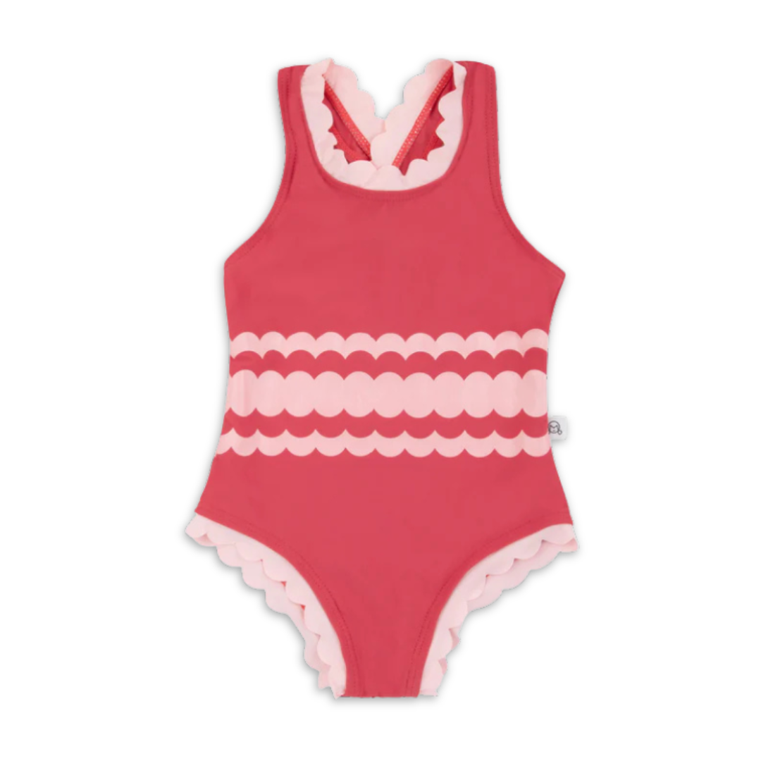 Miss Mini Scalloped Swim Swimsuit Kids Swimwear Soft Stretch Fabric Scalloped Edge Design