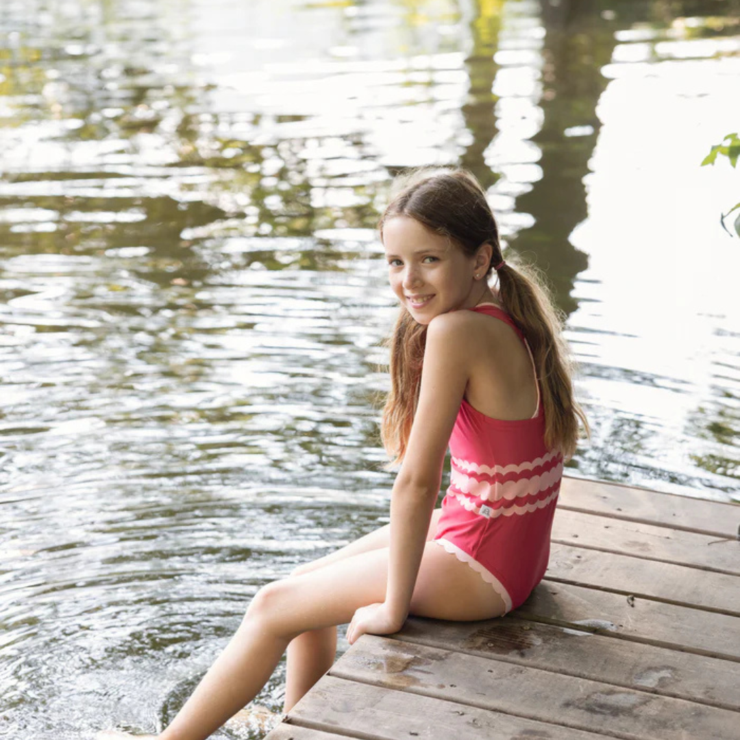 Miss Mini Scalloped Swim Swimsuit Kids Swimwear Soft Stretch Fabric Scalloped Edge Design