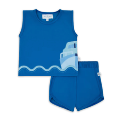 Miss Mini Scalloped Swim Tank and Shorts Set Kids Swimwear Soft Stretch Fabric Scalloped Edge Design