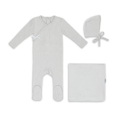 Mini Label Sea Blue Circle Wrapover Pointelle Set Boys Soft Cotton Baby Outfit Circle Print Pointell