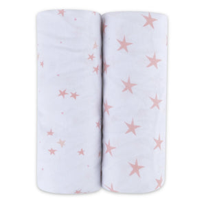 Ely's & Co Mauve Stars Bassinet Cotton Sheets, 2 Pack