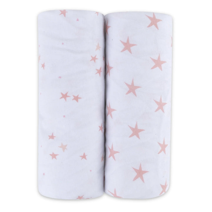 Ely's & Co Mauve Stars Bassinet Cotton Sheets, 2 Pack
