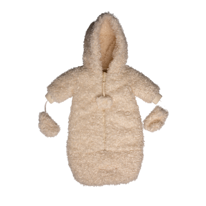 Mantel Off White Sherpa Teddy Bunting | Ultra-Soft Fleece Baby Winter Suit
