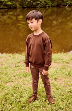 Little Parni – Boys Pocket Sleeve Sweatshirt | Brown