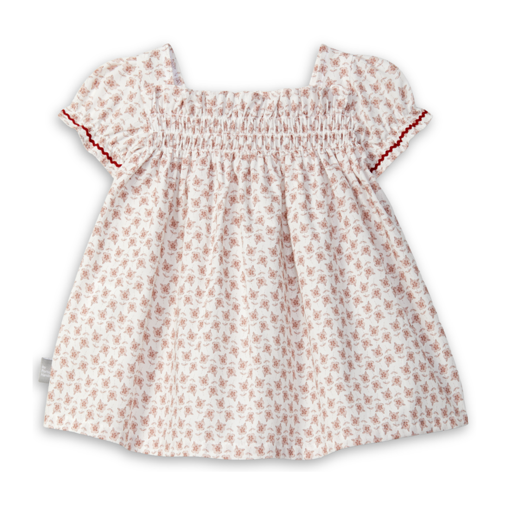 Snug Floral Dress Soft Cotton Girls Dress Floral Print Lightweight Design