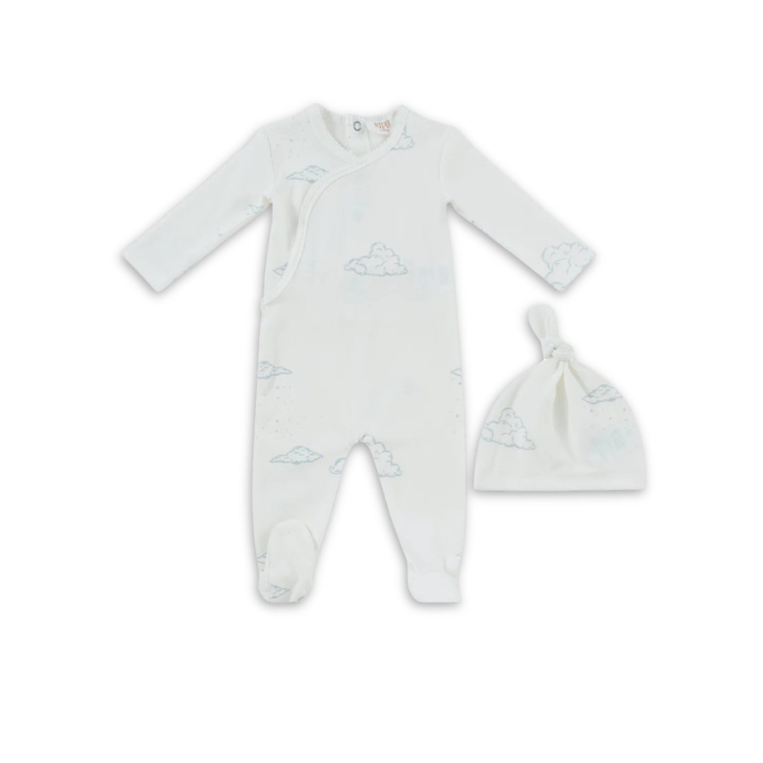 Kipp Baby Starlight Wrap Footie and Hat Soft Cotton Baby Outfit Star Print Design