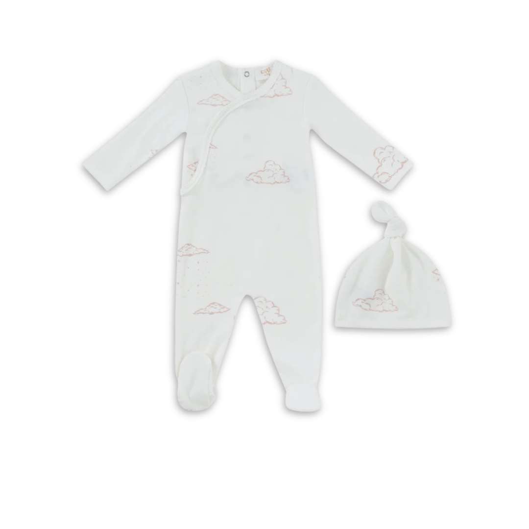Kipp Baby Starlight Wrap Footie and Hat Soft Cotton Baby Outfit Star Print Design