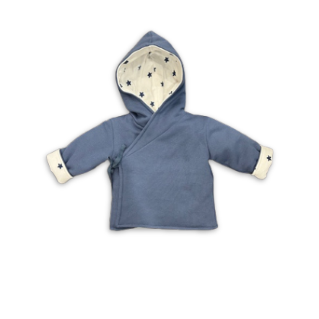 Cotton Pompom Stars Lollipop kids jacket in soft cotton, lightweight girls jacket with star print design