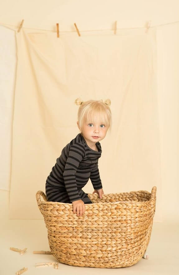 Striped Ribbed Pajamas - Charcoal/Black