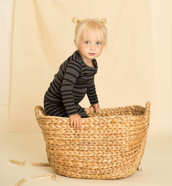 Kids Striped Ribbed Pajamas – Charcoal/Black Cotton Sleepwear