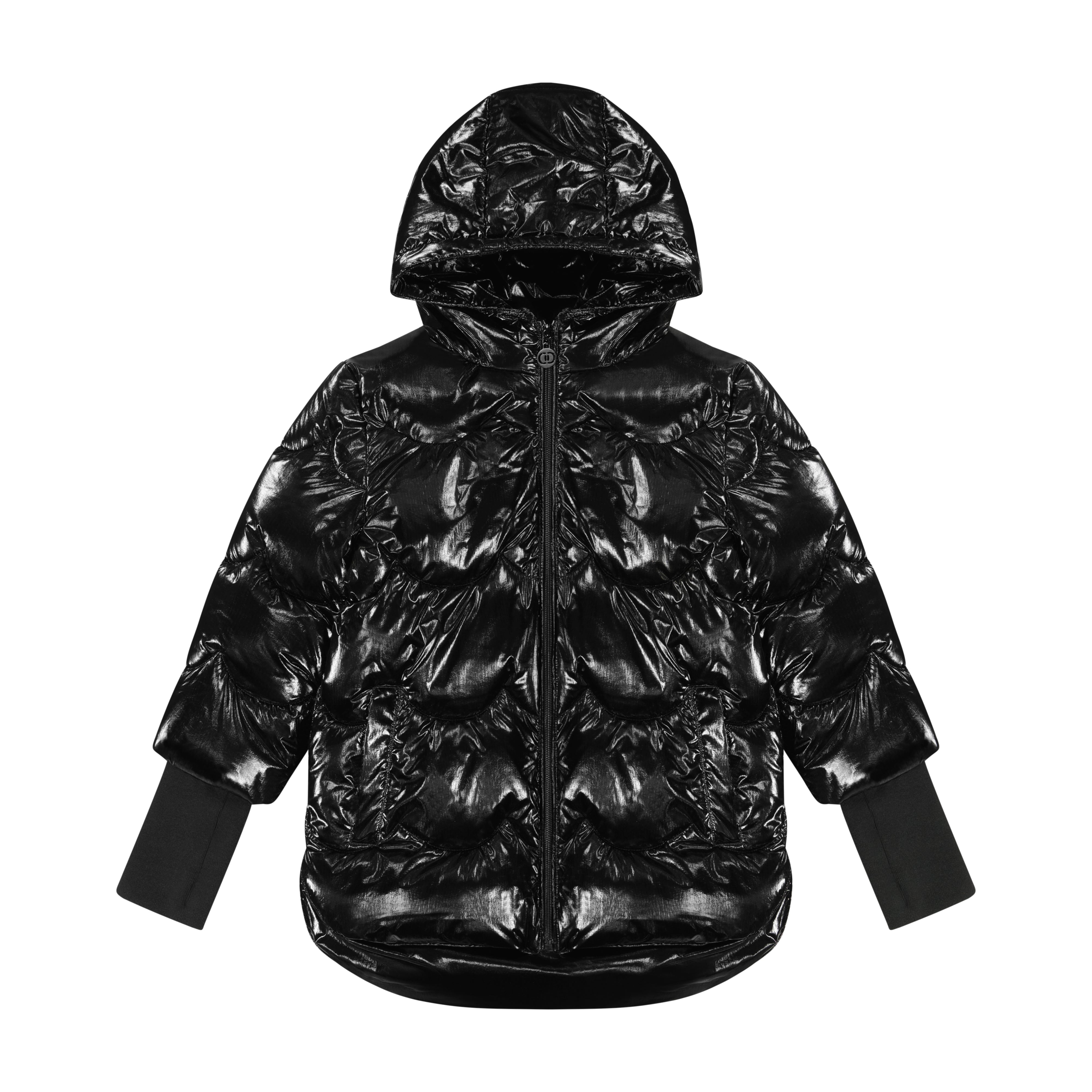 cozy coop black fish scale quilt coat