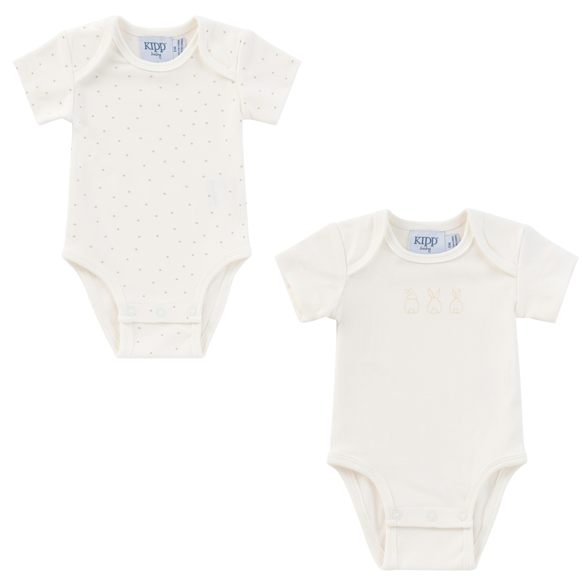 Kipp Baby Stone Bunny/Dot Bodysuits Set of 2