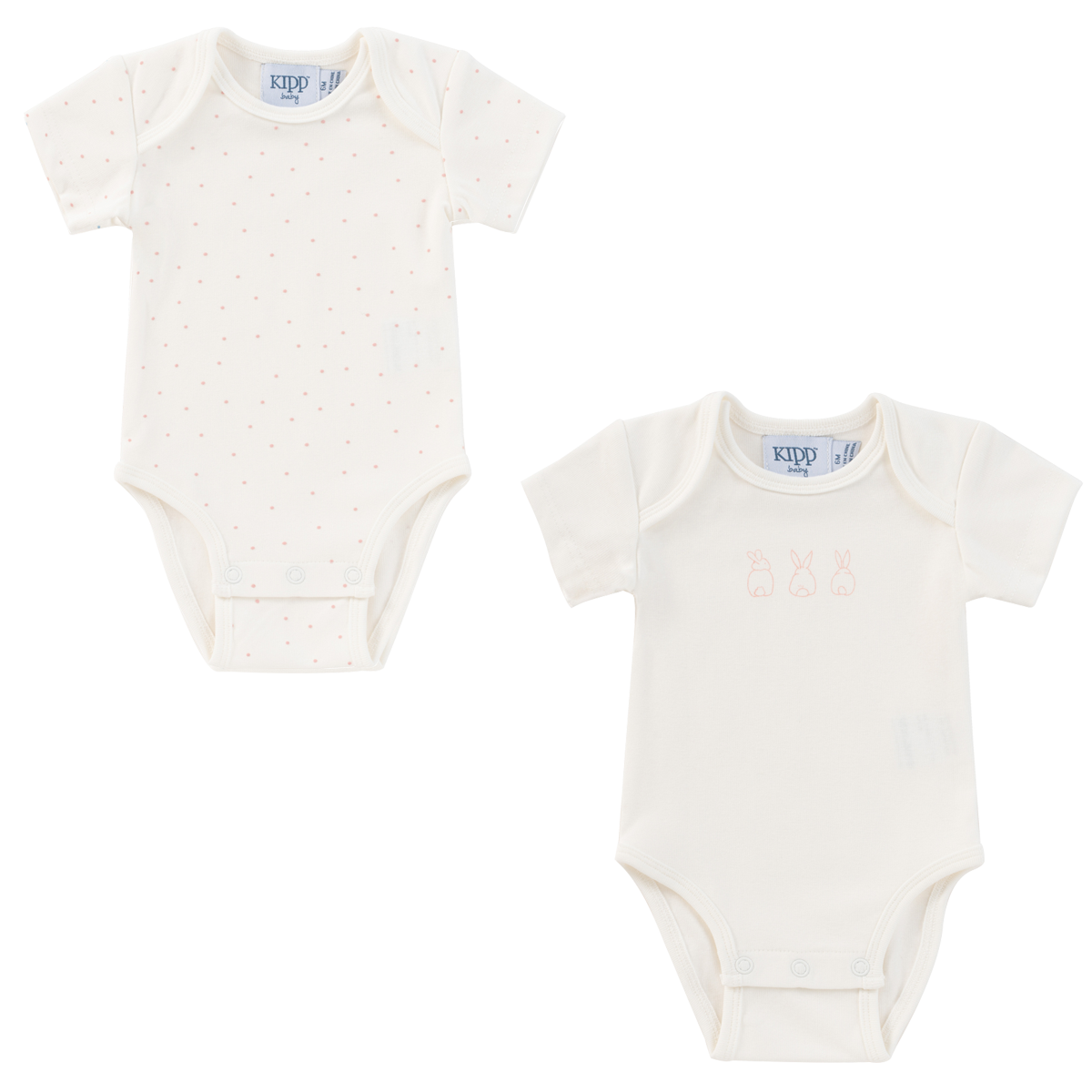 Kipp Baby Pink Bunny/Dot Bodysuits Set of 2