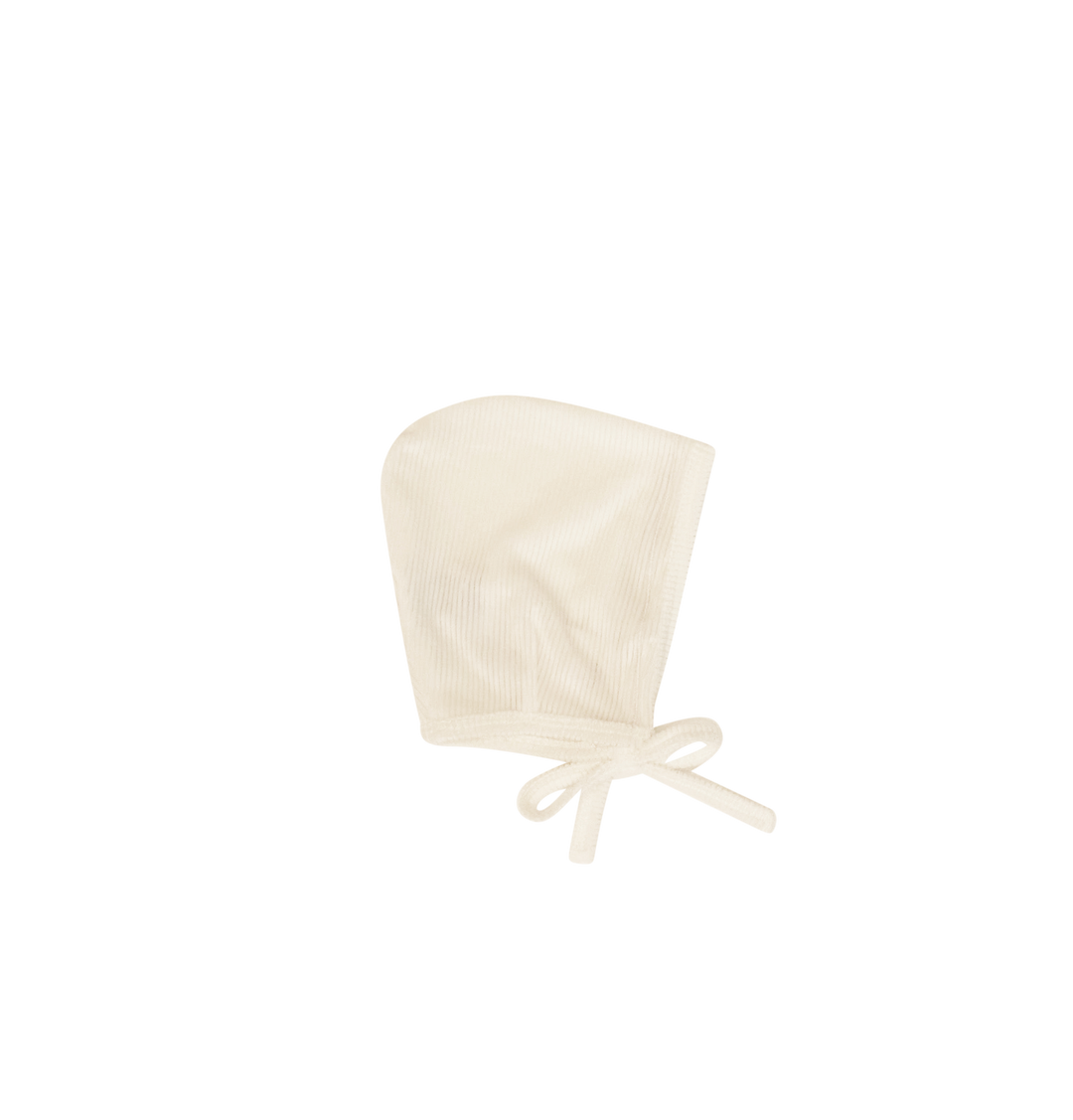 Kipp Baby White Velour Piped Bonnet