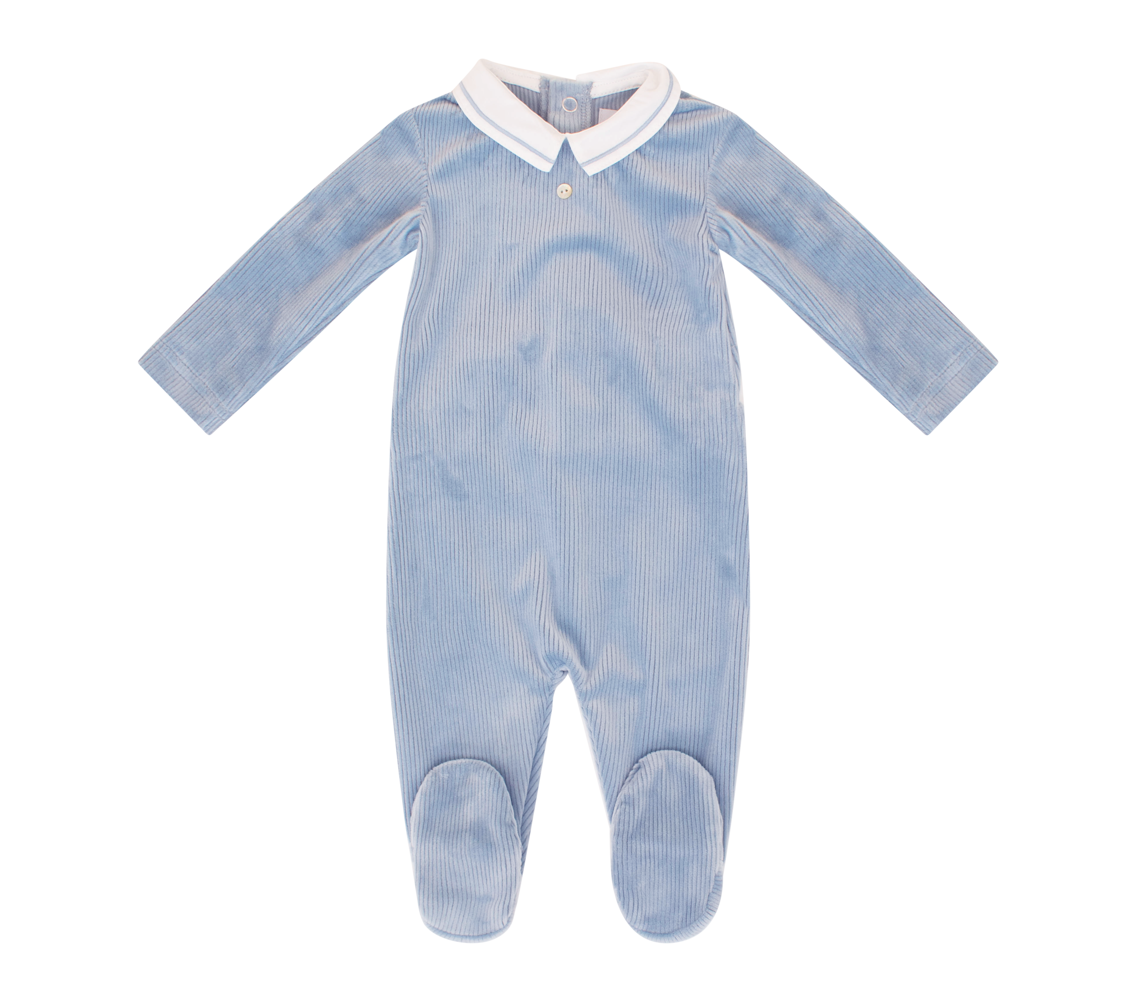 Kipp Baby Sage Velour Piped Collar Footie