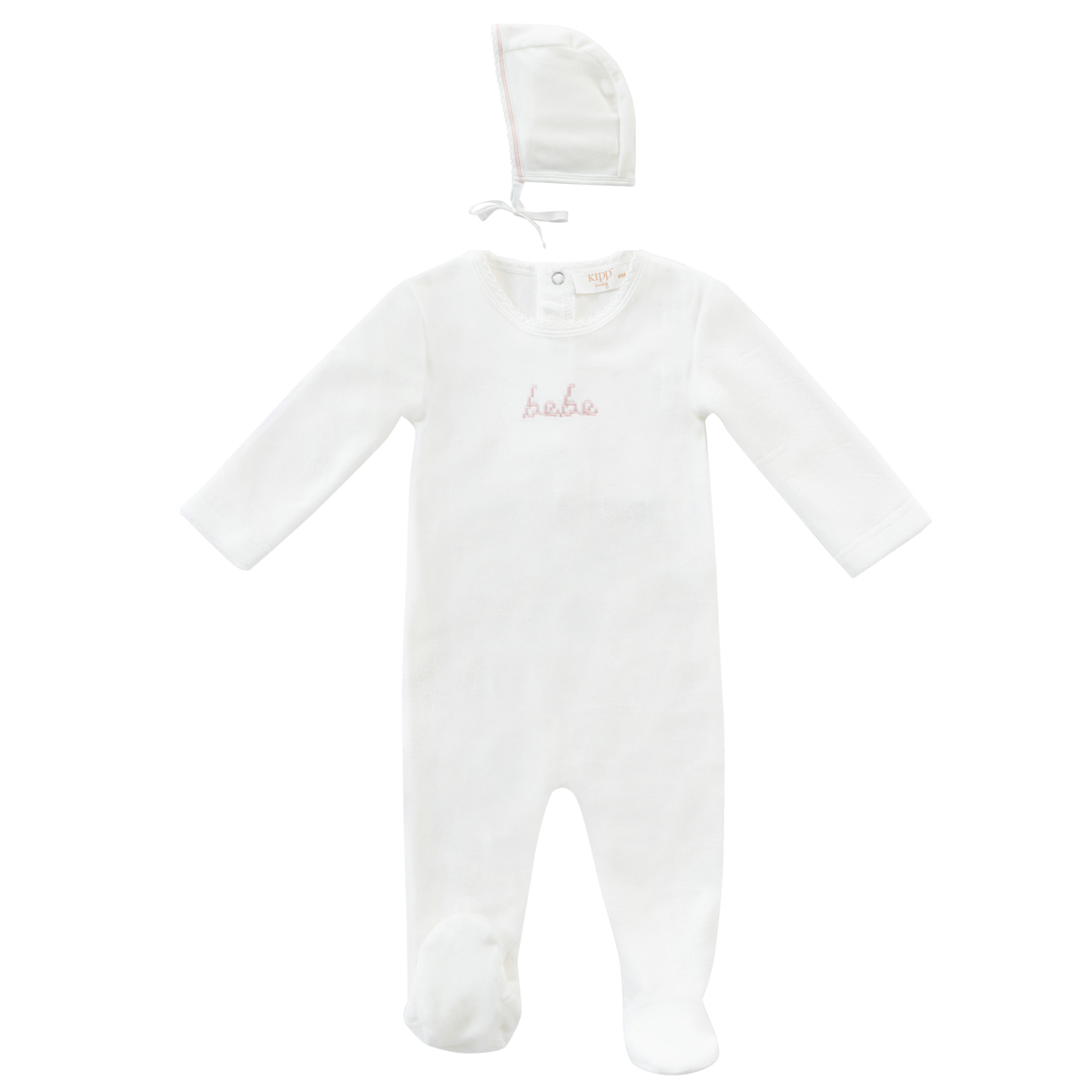 Kipp Baby Pink Bebe Footie + Bonnet