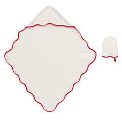 Kipp Baby Red Scallop Towel & Mitt Set
