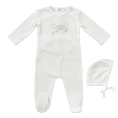 Kipp Baby Stone Carousel Footie + Bonnet