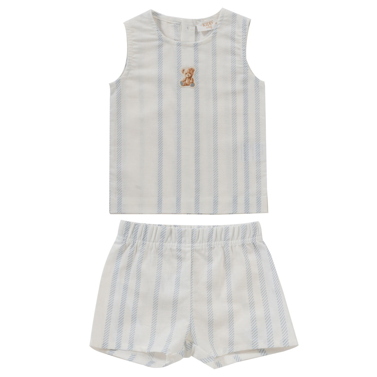 Kipp Baby Blue Stripe Teddy Linen Set