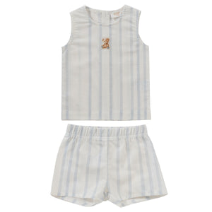 Kipp Baby Blue Stripe Teddy Linen Set