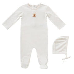 Kipp Baby Pink Teddy Footie + Bonnet
