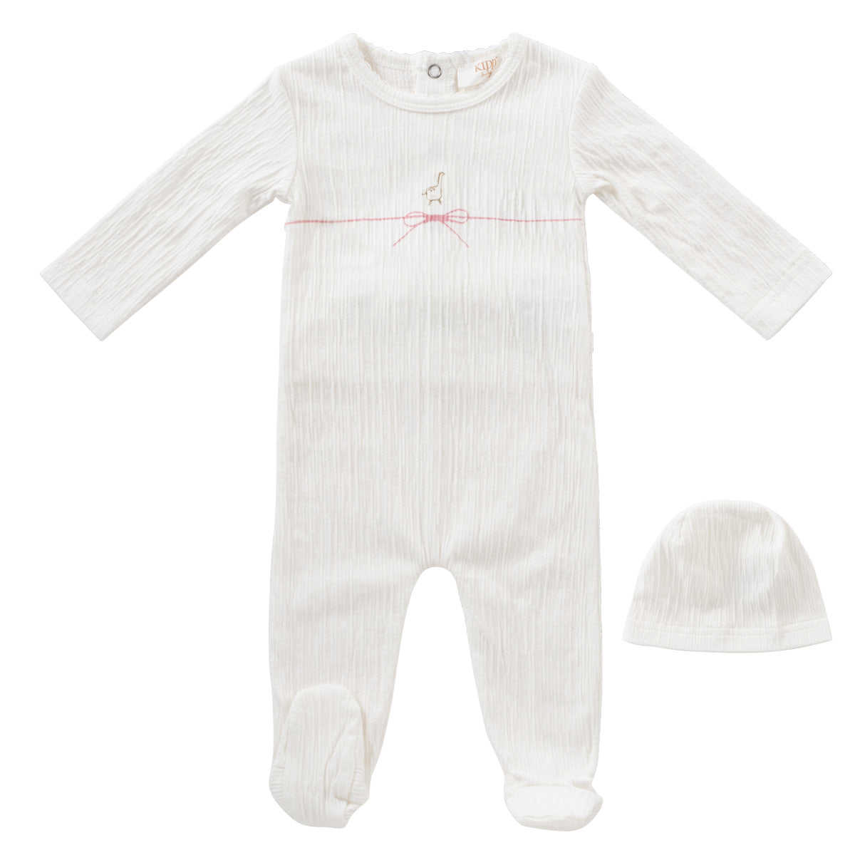 Kipp Baby Pink String Bow Footie + Hat
