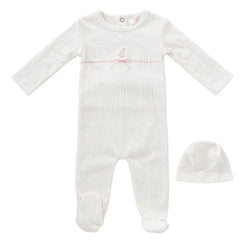 Kipp Baby Pink String Bow Footie + Hat