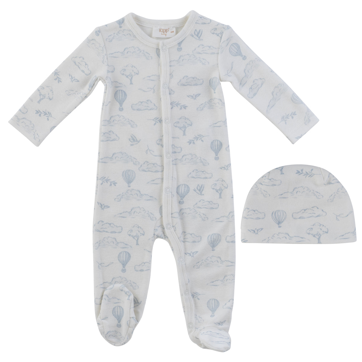 Kipp Baby Blue Cloud Nine Terry Footie + Hat