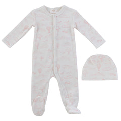 Kipp Baby Pink Cloud Nine Terry Footie + Hat