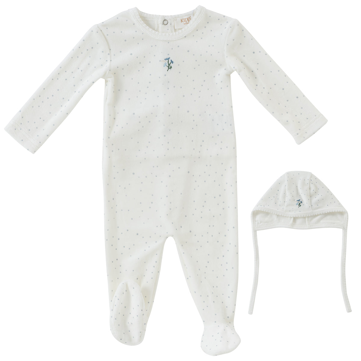 Kipp Baby Blue Garden Party Footie + Bonnet