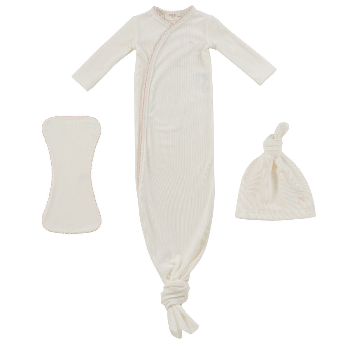Kipp White Pink Flying Ribbons Gown Set