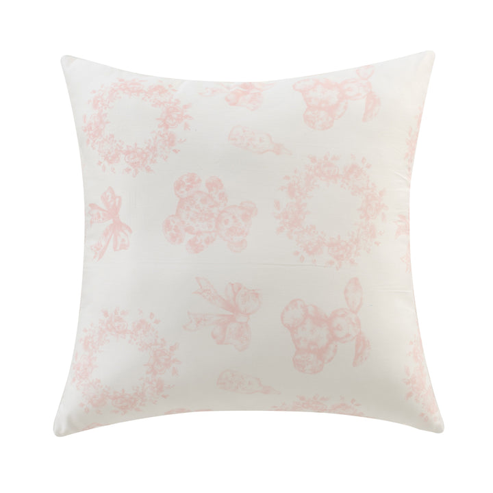 Kipp Baby white and pink Petit Toile accent pillow for nursery decor